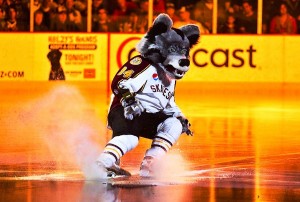 Chicago Wolves Mascot Skates the Chicago Wolves Mascot