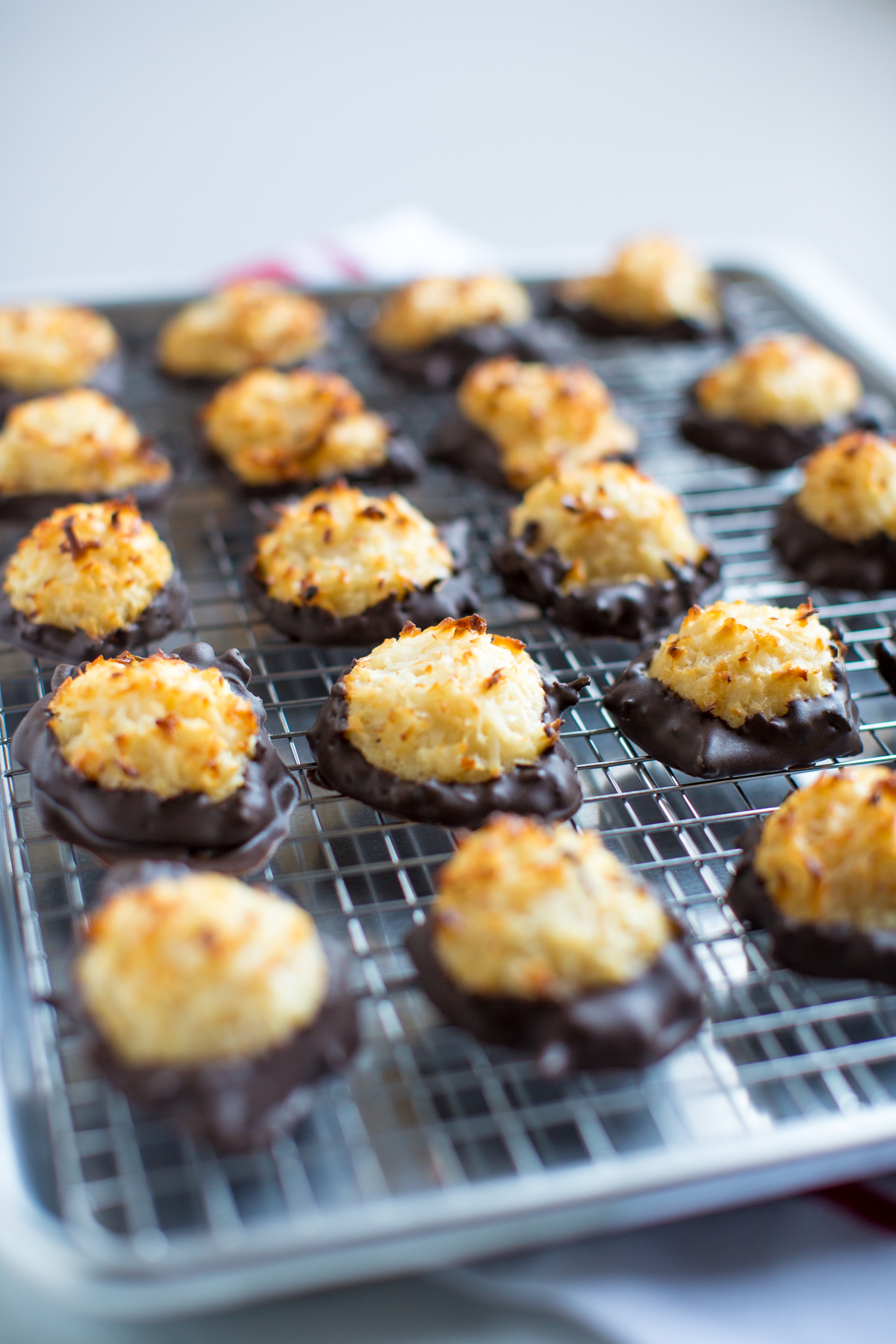 Chocolate Dipped Coconut Macaroons - TableandDish