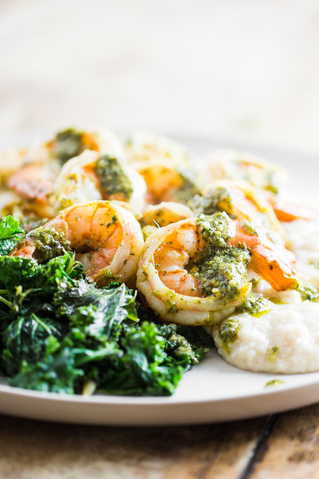 Heinen's 4PM Panic Herb Shrimp with Kale and Cauliflower Mash